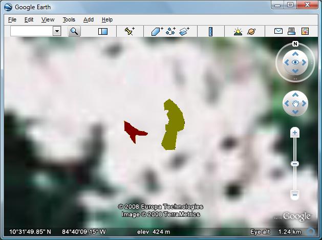 Example KML shapes in Google Earth